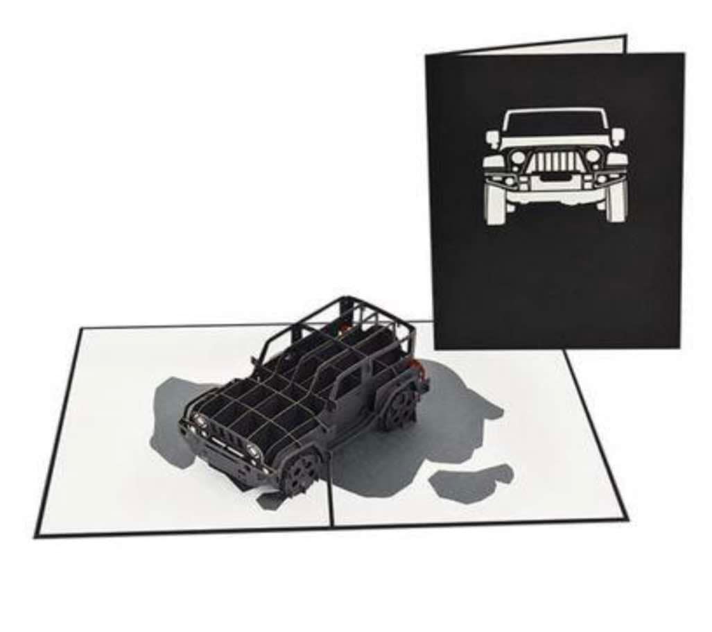 Large Pop Up Card Birthday - Jeep