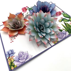 Large Handmade 3D Succulent Flower Card